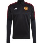Pánske Mikiny na zips adidas čiernej farby z polyesteru s motívom Manchester United na zimu 