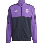 Pánske Mikiny na zips adidas fialovej farby z polyesteru na zips s motívom Real Madrid na zimu 