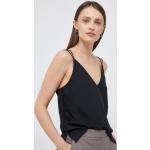Dámske Designer Blúzky Calvin Klein čiernej farby z polyesteru vo veľkosti M s véčkovým výstrihom v zľave 