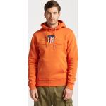 Pánska Jesenná móda Gant Shield oranžovej farby z tričkoviny s kapucňou na zimu 