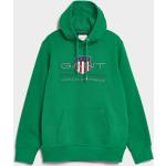 Pánska Jesenná móda Gant Shield zelenej farby v športovom štýle z tričkoviny s kapucňou metalické na zimu 