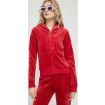 Dámske Mikiny na zips Juicy Couture červenej farby z polyesteru vo veľkosti XS na zips Kapucňa v zľave na zimu 