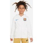Detské mikiny na zips Nike bielej farby s motívom FC Barcelona 