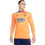 Pánske Mikiny na zips Nike Strike oranžovej farby z polyesteru s dlhými rukávmi s motívom FC Barcelona 