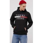 Mikina Tommy Jeans pánska, čierna farba, melanžová