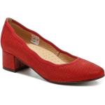 Dámske Kožené lodičky červenej farby v elegantnom štýle vo veľkosti 38 na štandardné nohy na zimu 