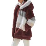 Dámske Zimné kabáty svetlo hnedej farby z bavlny vo veľkosti 5 XL s dlhými rukávmi na zips Kapucňa 