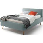 Dvojlôžkové postele sivej farby v škandínávskom štýle z tkaniny s úložným priestorom 