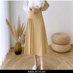 Dámske Áčkové sukne žltej farby v elegantnom štýle z bavlny 