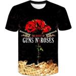 Pánske Topy s krátkym rukávom sivej farby v streetwear štýle s kvetinovým vzorom z bavlny vo veľkosti 5 XL s krátkymi rukávmi Kapucňa s motívom Guns-n-Roses na Párty 