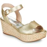 Dámske Kožené sandále Myma zlatej farby vo veľkosti 41 metalické v zľave na leto 