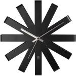 Pánske Nástenné hodiny Umbra čiernej farby z nehrdzavejúcej ocele v zľave 