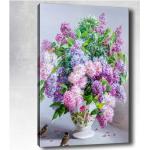 Obrazy viacfarebné s kvetinovým vzorom z dreva 60x40 