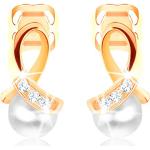 Perlové náušnice Šperky eshop zlatej farby s diamantom 