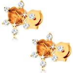 Zlaté náušnice Šperky eshop zlatej farby so zirkónom v zľave na Valentín s rýdzosťou zlata 9 karátov 