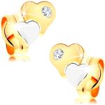 Zlaté náušnice Šperky eshop zlatej farby s diamantom lesklé na Valentín 