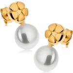 Perlové náušnice Šperky eshop zlatej farby s rýdzosťou zlata 9 karátov 