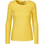 Dámske Tričká s dlhým rukávom Neutral BIO žltej farby z bavlny vo veľkosti XS s okrúhlym výstrihom s dlhými rukávmi udržateľná móda 