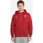 Jesenná móda Nike červenej farby z flisu s motívom FC Liverpool na zimu 