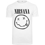Pánske Tričká s krátkym rukávom merchcode bielej farby s krátkymi rukávmi s motívom Nirvana v zľave 