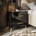 Nočné stolíky zlatej farby v modernom štýle vysoko lesklý povrch 