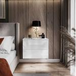 Nočné stolíky bielej farby v elegantnom štýle vysoko lesklý povrch 