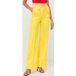 Dámske Designer Nohavice s vysokým pásom HUGO BOSS BOSS žltej farby z bavlny v zľave 