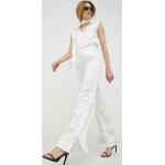 Dámske Designer Nohavice s vysokým pásom Calvin Klein bielej farby vo veľkosti M 