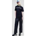 Dámske Designer Kožené nohavice Karl Lagerfeld čiernej farby s vyšívaným vzorom vo veľkosti M na zips s opaskom 