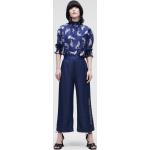 Dámske Designer Culottes nohavice Karl Lagerfeld modrej farby voľné s vyšívaným vzorom vo veľkosti XS 