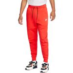 Pánske Športové nohavice Nike Sportswear Tech Fleece červenej farby z flisu v zľave 