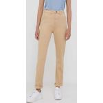 Dámske Nohavice s vysokým pásom Pepe Jeans béžovej farby z bavlny technológia Tencel so šírkou 26 s dĺžkou 30 v zľave udržateľná móda 