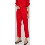 Dámske Nohavice s vysokým pásom Tommy Hilfiger červenej farby z bavlny vo veľkosti L udržateľná móda 