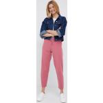 Dámske Športové nohavice Tommy Hilfiger ružovej farby s jednofarebným vzorom z polyesteru vo veľkosti XXS 