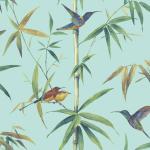 Tapety tyrkysovej farby v modernom štýle s tropickým vzorom s motívom: Bambus 