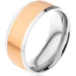 Oceľový prsteň, stredový pás zlatej farby, šikmé okraje striebornej farby - Veľkosť: 62 mm