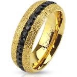 Oceľový prsteň zlatej farby, trblietavý, so zirkónovým pásom, 6 mm - Veľkosť: 70 mm