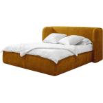 Dvojlôžkové postele žltej farby v modernom štýle s úložným priestorom 