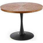 Jedálenské stoly halmar čiernej farby v industriálnom štýle z orechového dreva okrúhle v zľave 