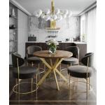 Jedálenské stoly zlatej farby z dubového dreva okrúhle rozkladacie 