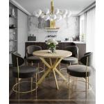 Jedálenské stoly zlatej farby z dubového dreva okrúhle rozkladacie 