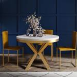 Jedálenské stoly zlatej farby v modernom štýle z mramoru okrúhle rozkladacie 