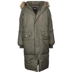 Olivový dámsky kabát Urban Classics Ladies Oversize Faux Fur Puffer Coat M