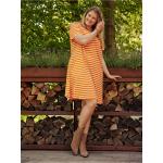 Dámske Mini šaty ONLY BIO oranžovej farby s pruhovaným vzorom z bavlny vo veľkosti XL v zľave udržateľná móda 