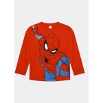 Detské tričká s dlhým rukávom OVS červenej farby z bavlny s dlhými rukávmi s motívom Spiderman 