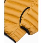 Pánske Vatované bundy Ombre horčicovej farby s prešívaným vzorom z nylonu na zips Kapucňa v zľave 
