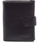 Pánske Kožené peňaženky Delami čiernej farby v elegantnom štýle na zips s cvokmi 