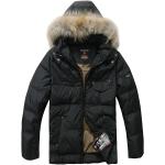 Pánske Zimné kabáty čiernej farby z kožušiny vo veľkosti XXXL na zips 