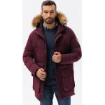 Pánske Zimné kabáty Ombre Clothing tmavo červenej farby Kapucňa udržateľná móda 