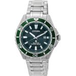 Pánske Náramkové hodinky Citizen Promaster zelenej farby Preklápacia spona eco-drive s minerálnym sklíčkom s analógovým displejom s vodeodolnosťou 20 Bar 